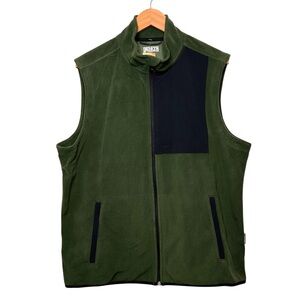 Duluth Trading Co Men's Checkpoint Fleece Vest Size Large Full Zip Olive Green